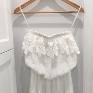 White jumpsuit off the shoulders brand new Ca